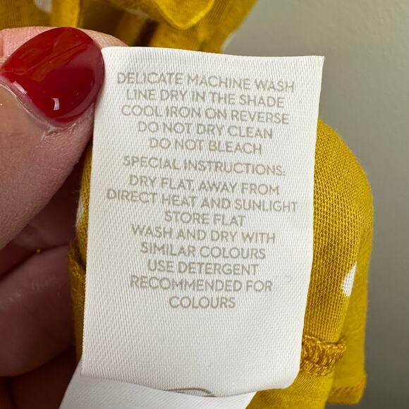 Boden Jodie Wrap Dress Sleeveless Ruffle Polka Dot Cotton Yellow 10L Tall Boho - Picture 12 of 14